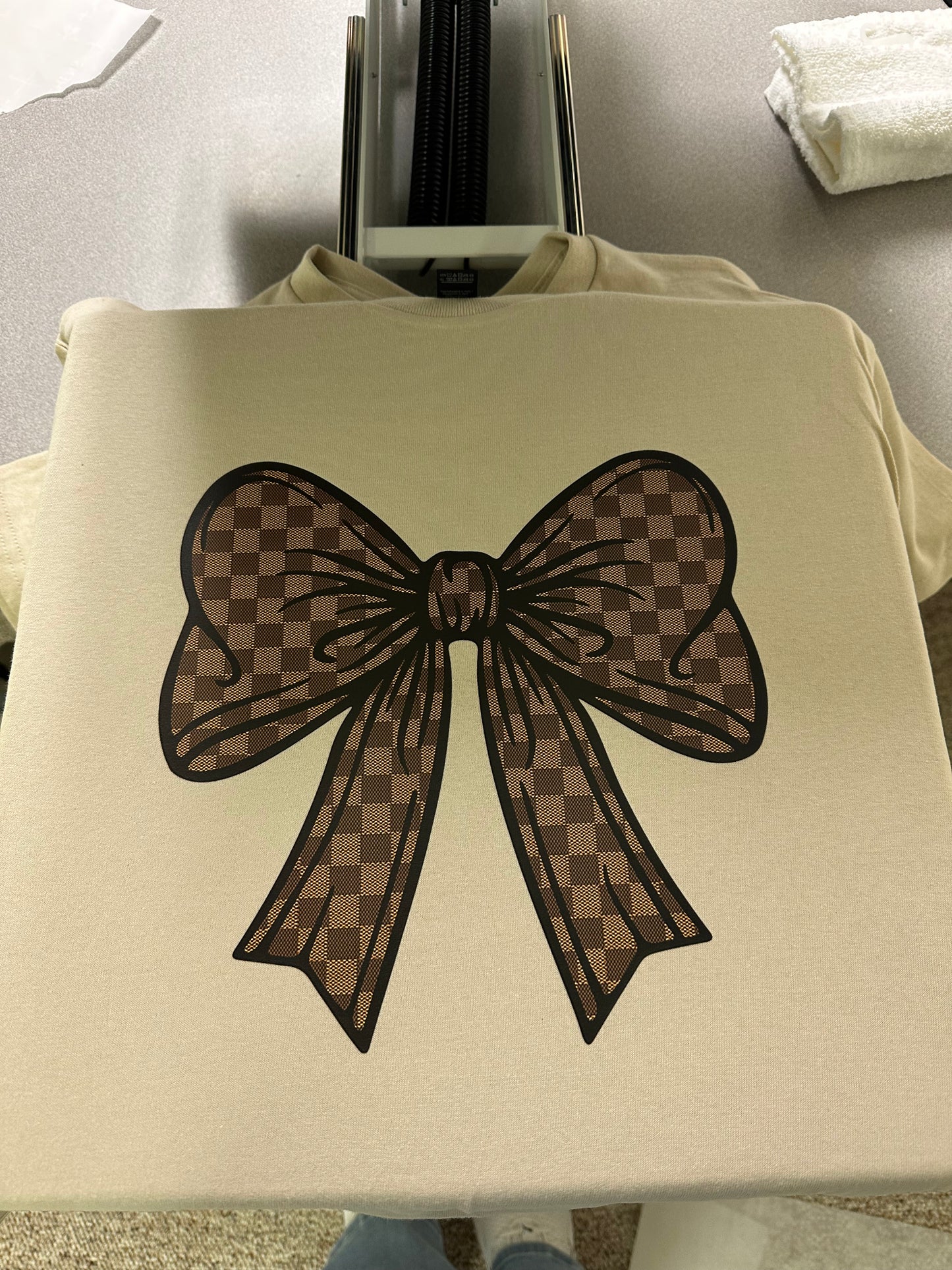 Brown Checkered Bow